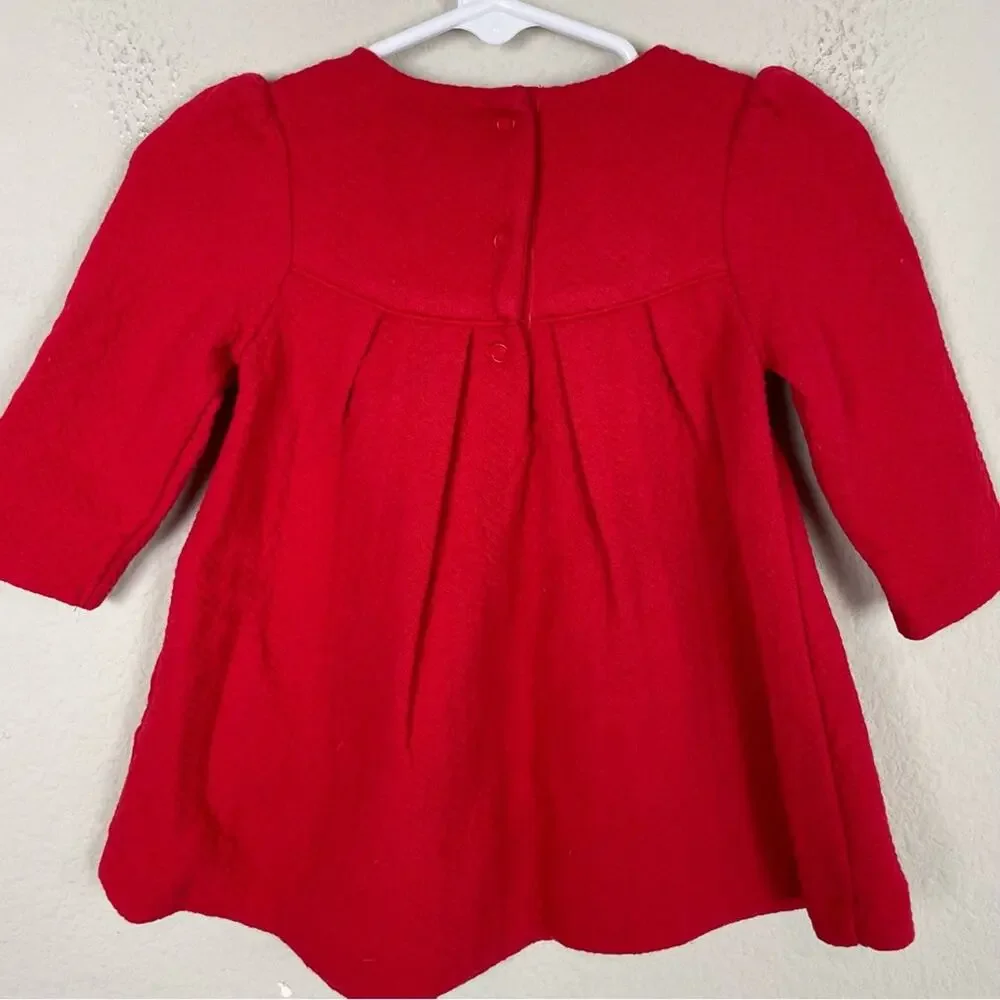 Janie & Jack Red Quilted Knit Long Sleeve Dress 3 to 6 months